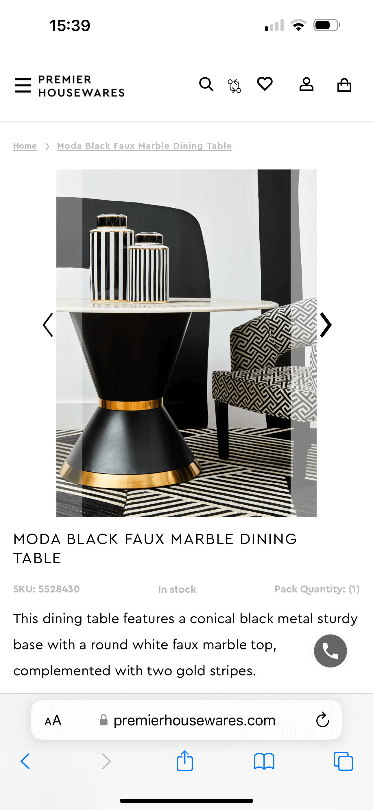 Luxe Black Golden Round Dining Table