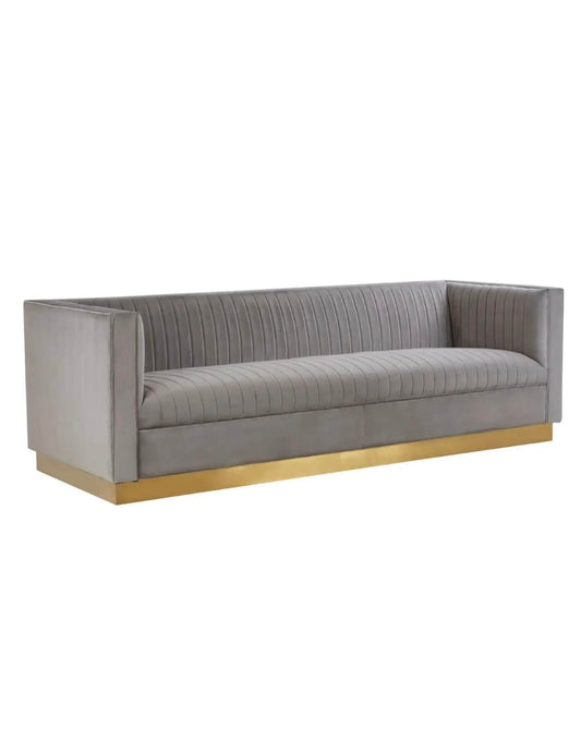 Soft Grey Velvet Sofa