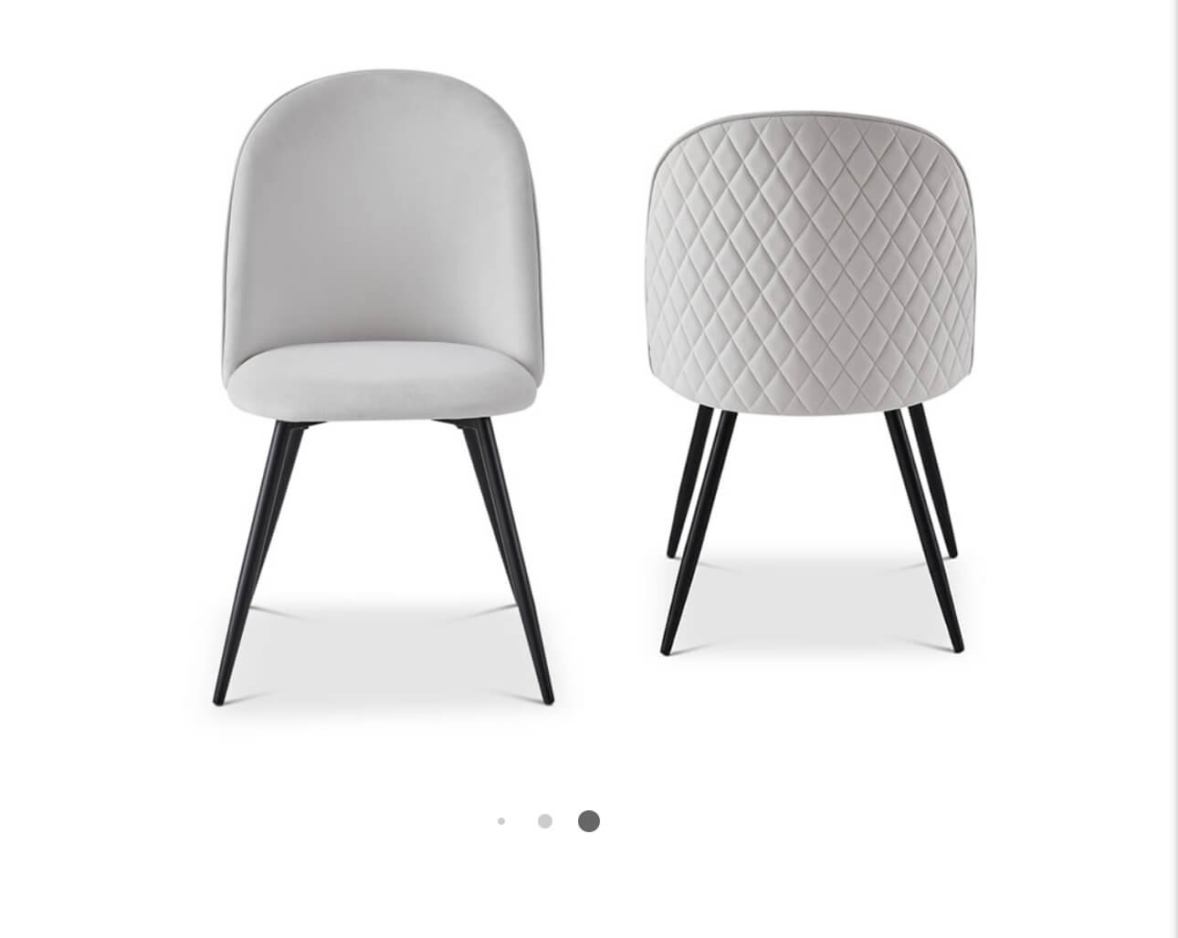 Set Of 2 Matte Light Grey Dining Chairs