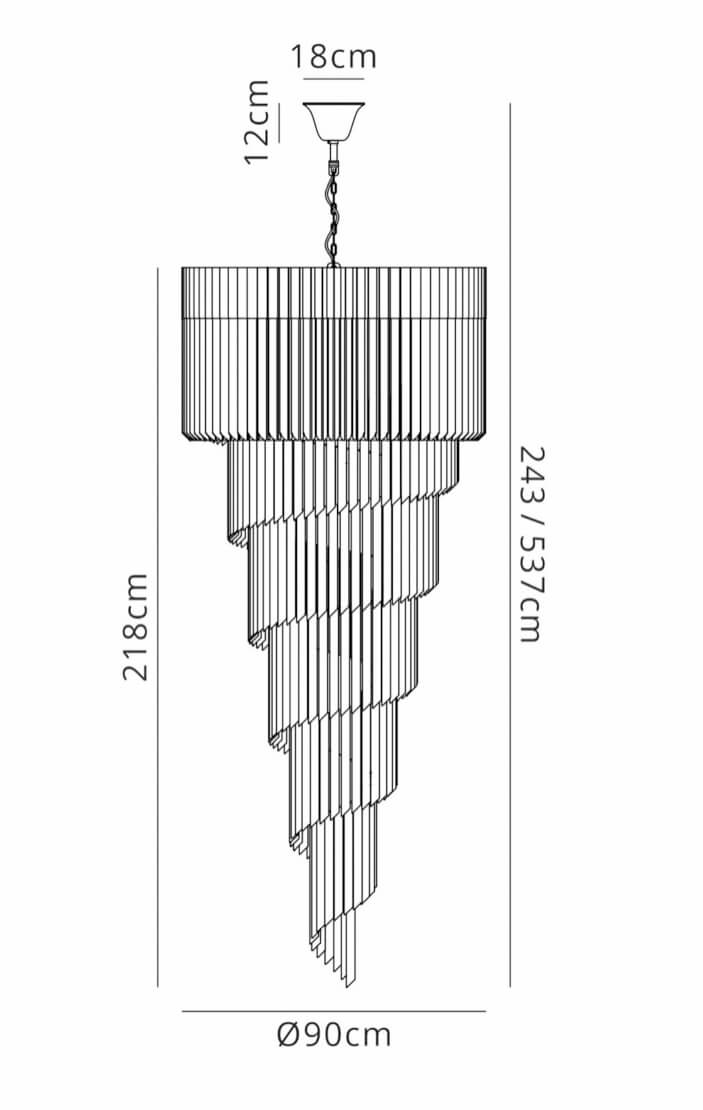 Chelsea Sculpted Glass Brass Stairwell Chandelier