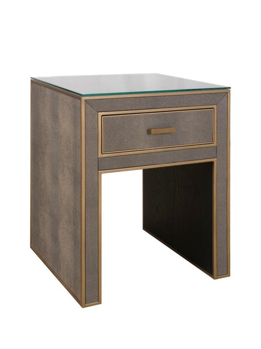 Textured Brass Trim Bedside Table