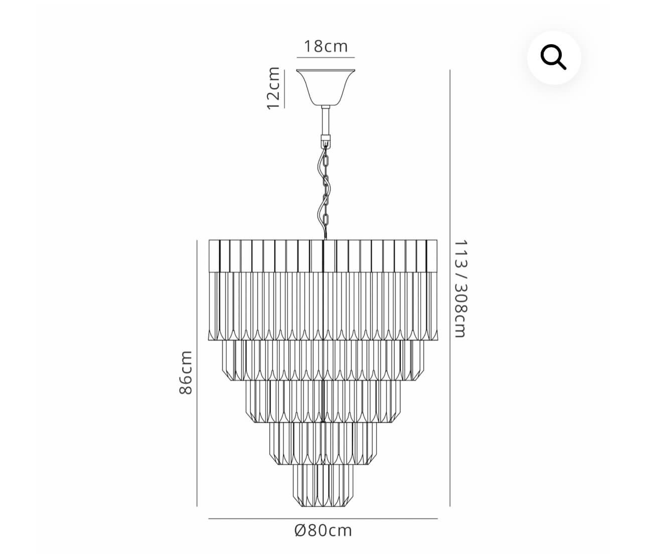 Chelsea Sculpted Glass Nickel Drop Chandelier