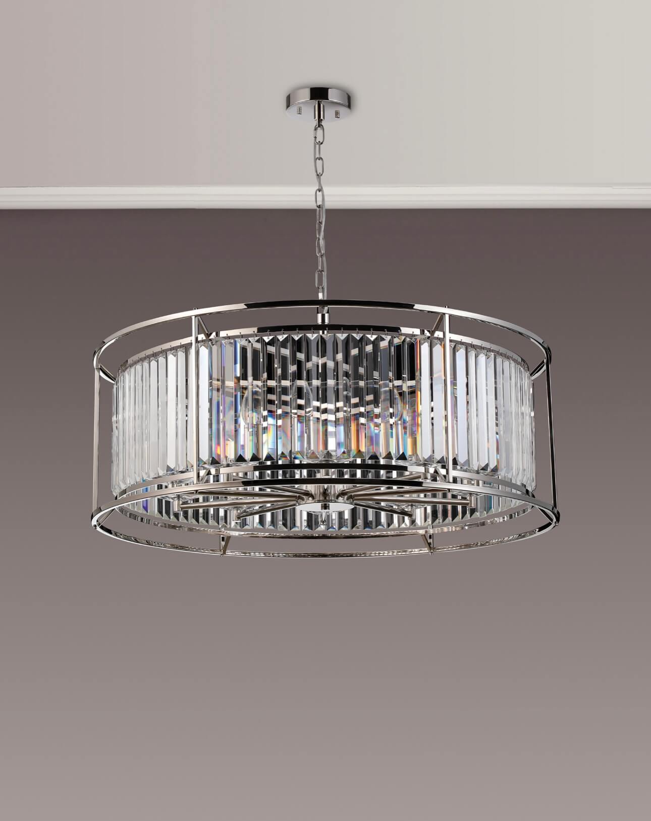Pentagon Polished Nickel Chandelier