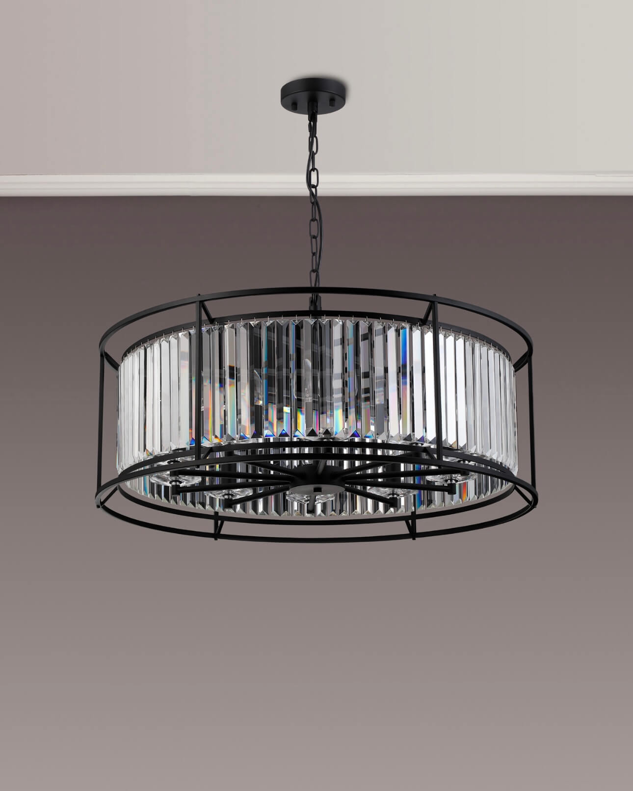 Pentagon Satin Black Chandelier