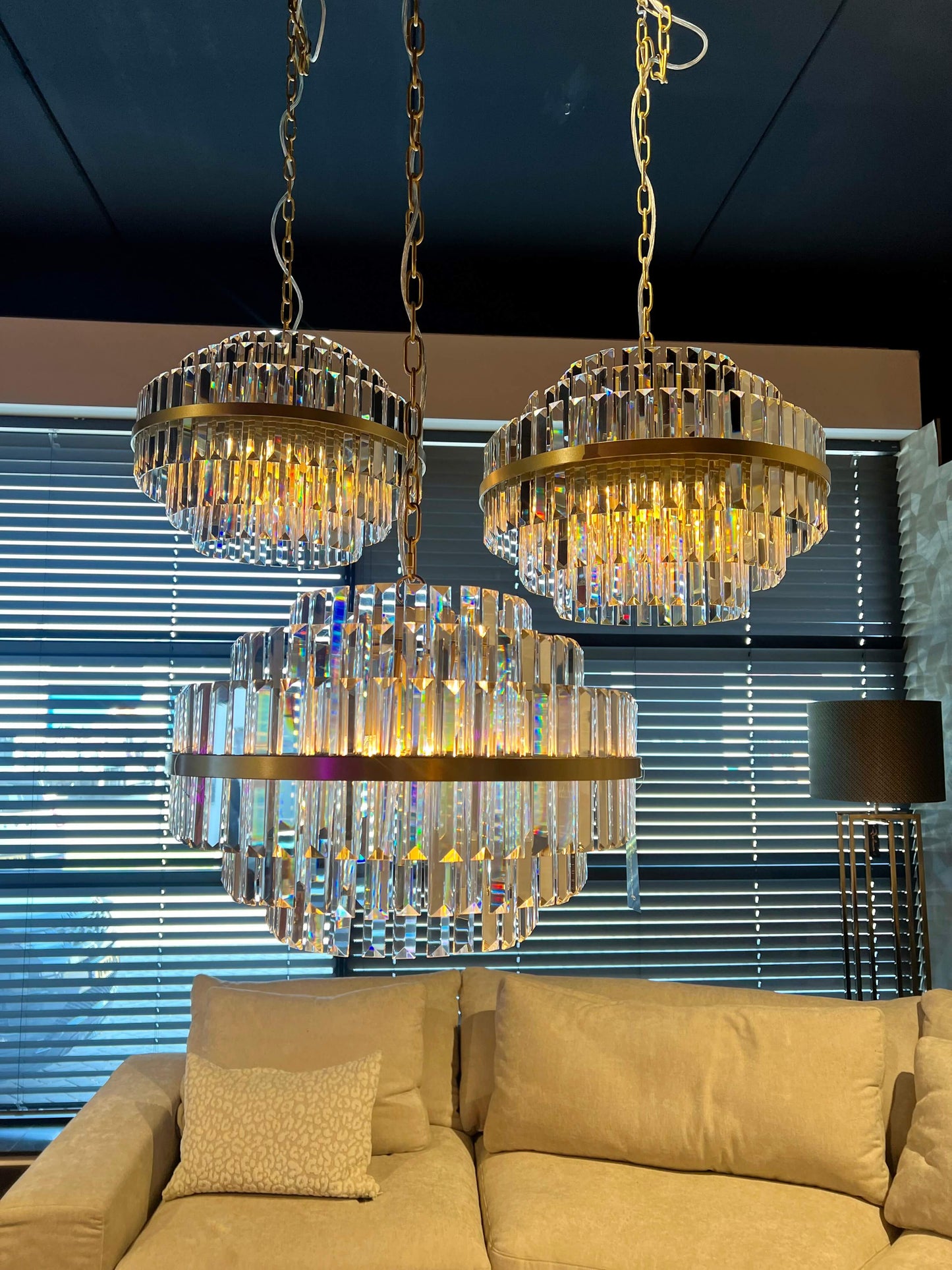 Brushed Gold Crystal Chandelier