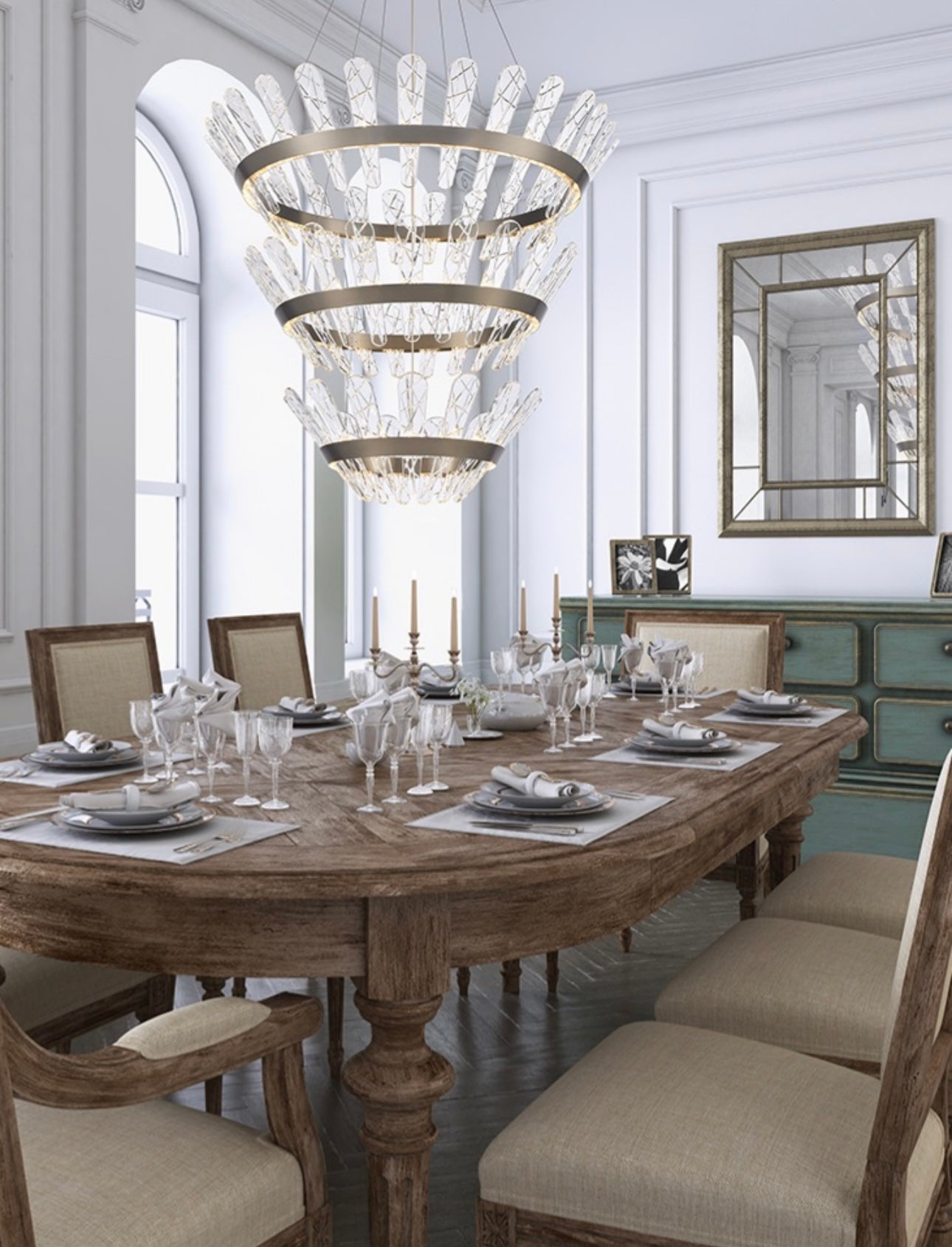 Bronze Crystal LED Tiered Chandelier