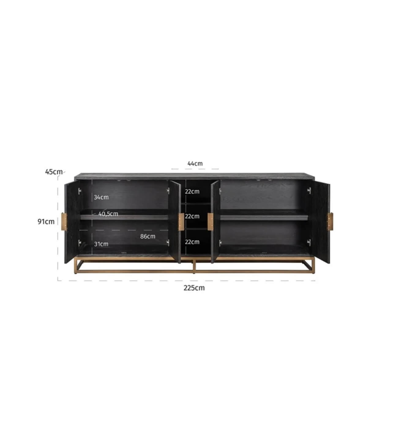 Black Rustic Brass Sideboard