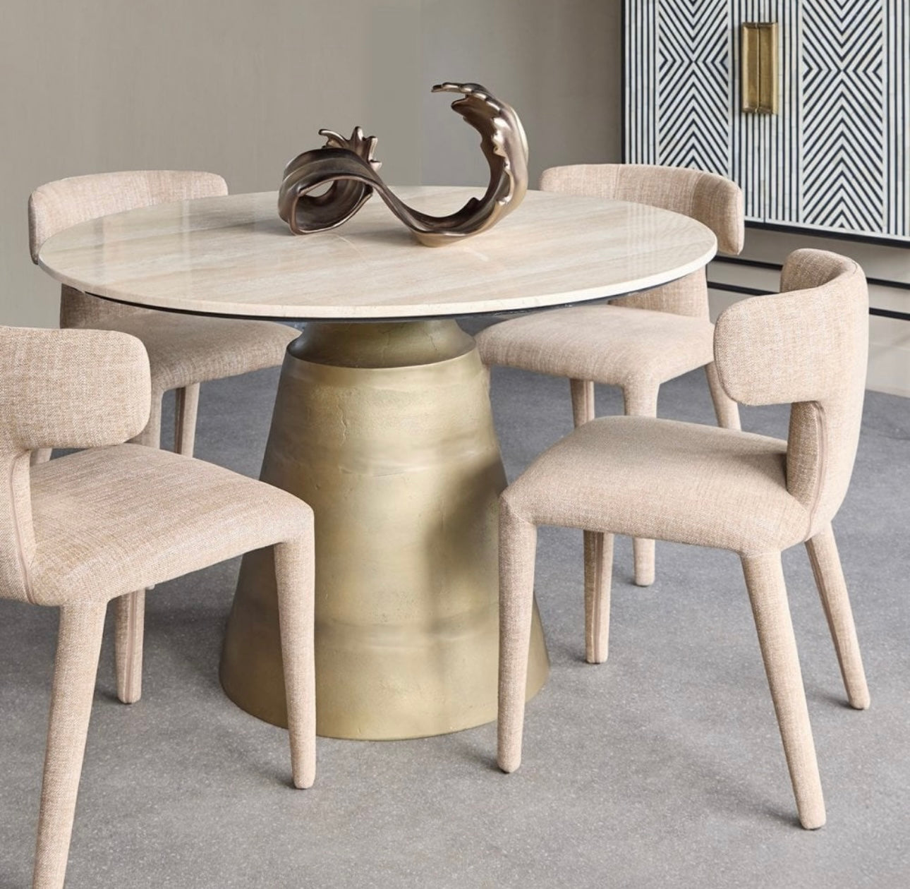 Travertine Round Dining Table