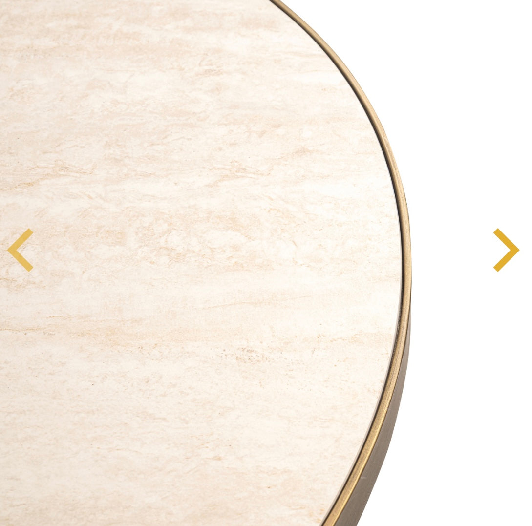 Oval Ceramic Brass Detailed Dining Table