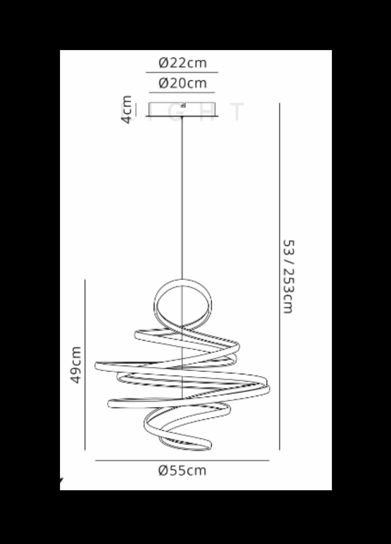 Champagne Gold Looped Spiral Pendant