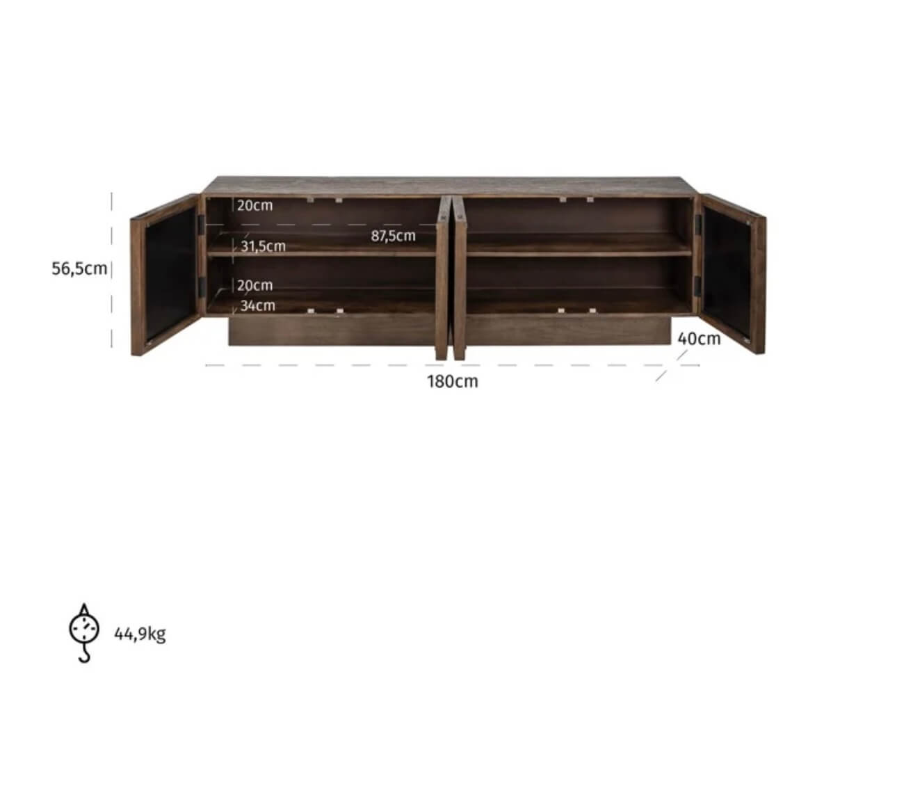 Rich Dark Brown Wood Media Unit