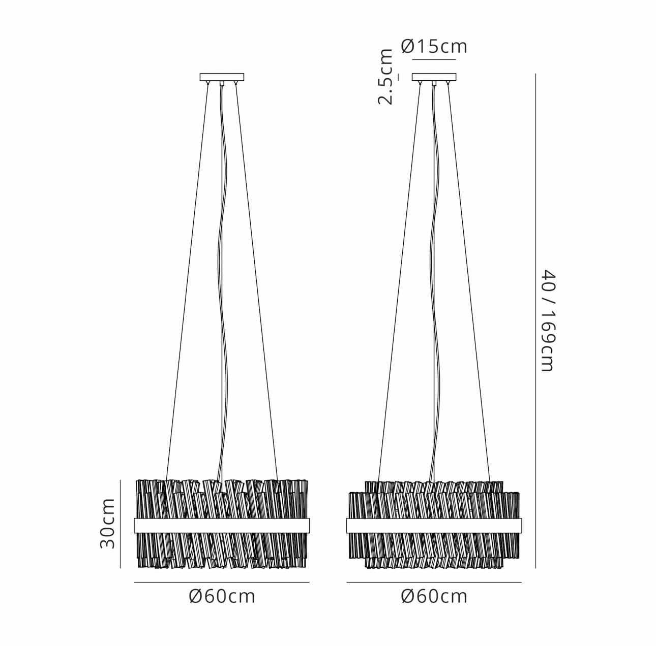 Bond Street Black Smoke 60cm Chandelier