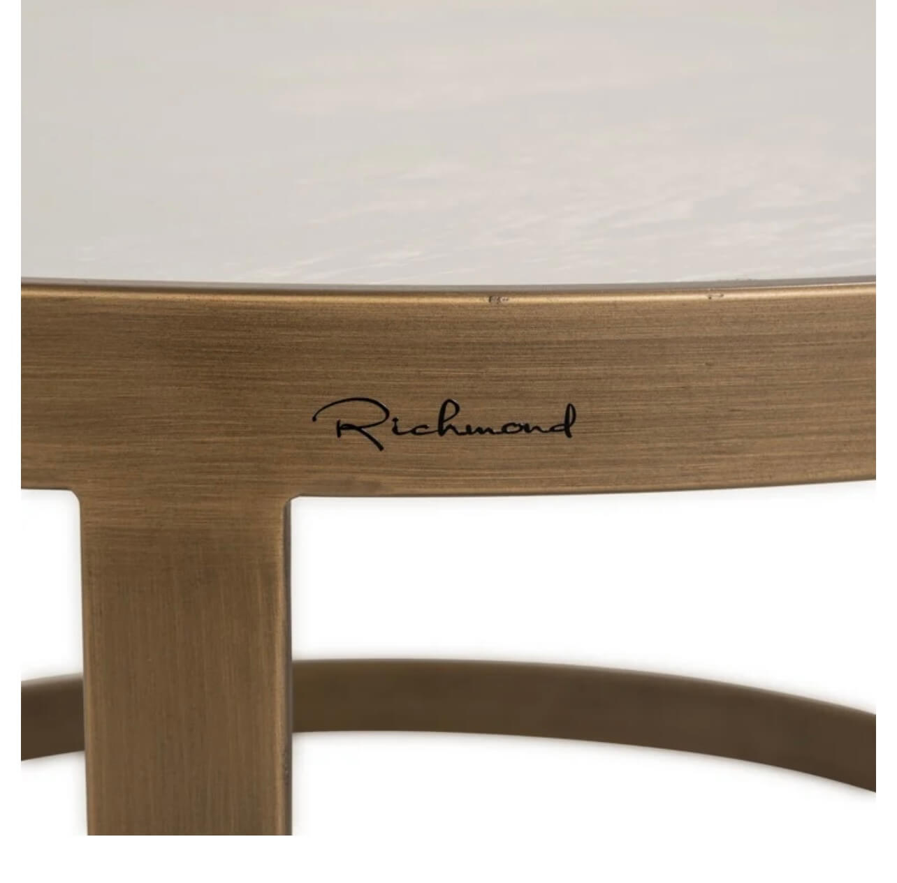 Herringbone Ash Grey Brass Coffee Table