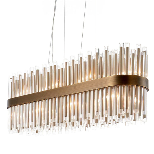 Ex Display Luxury Rectangular Antique Brass Chandelier