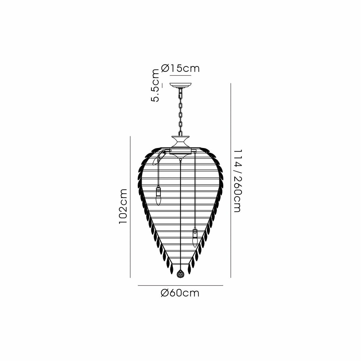 Orlune 60cm Acorn Chandelier