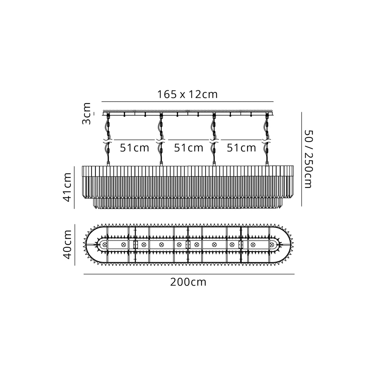 Chelsea 200cm Linear Chandelier