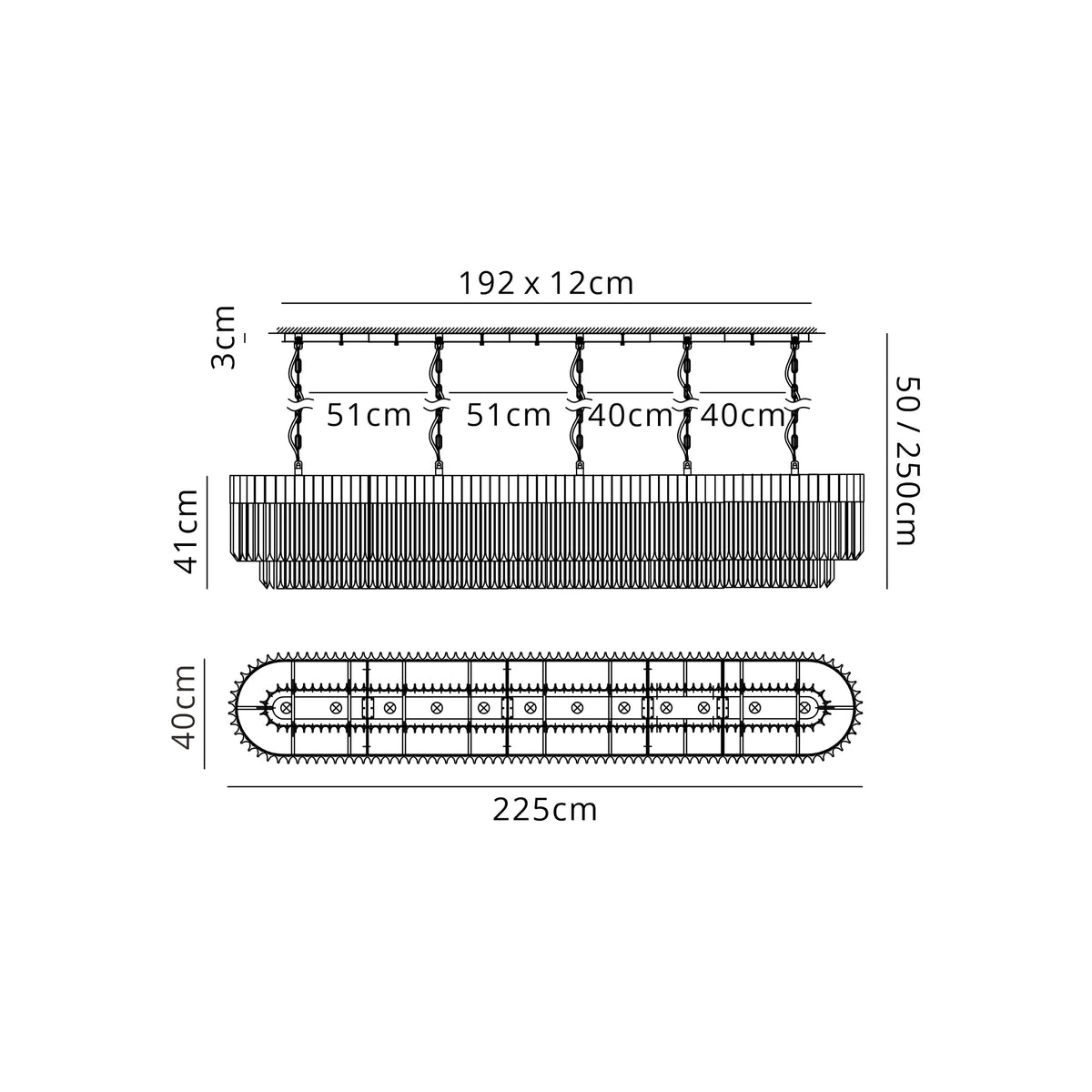 Chelsea 225cm Linear Chandelier