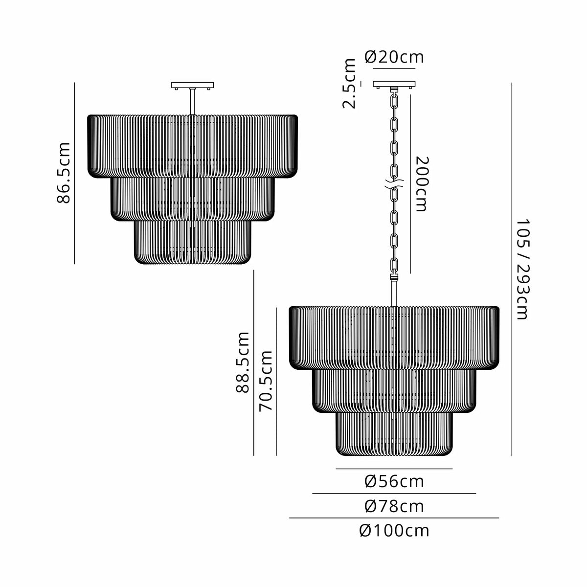 Aurelia 100cm 3 Tier Chandelier