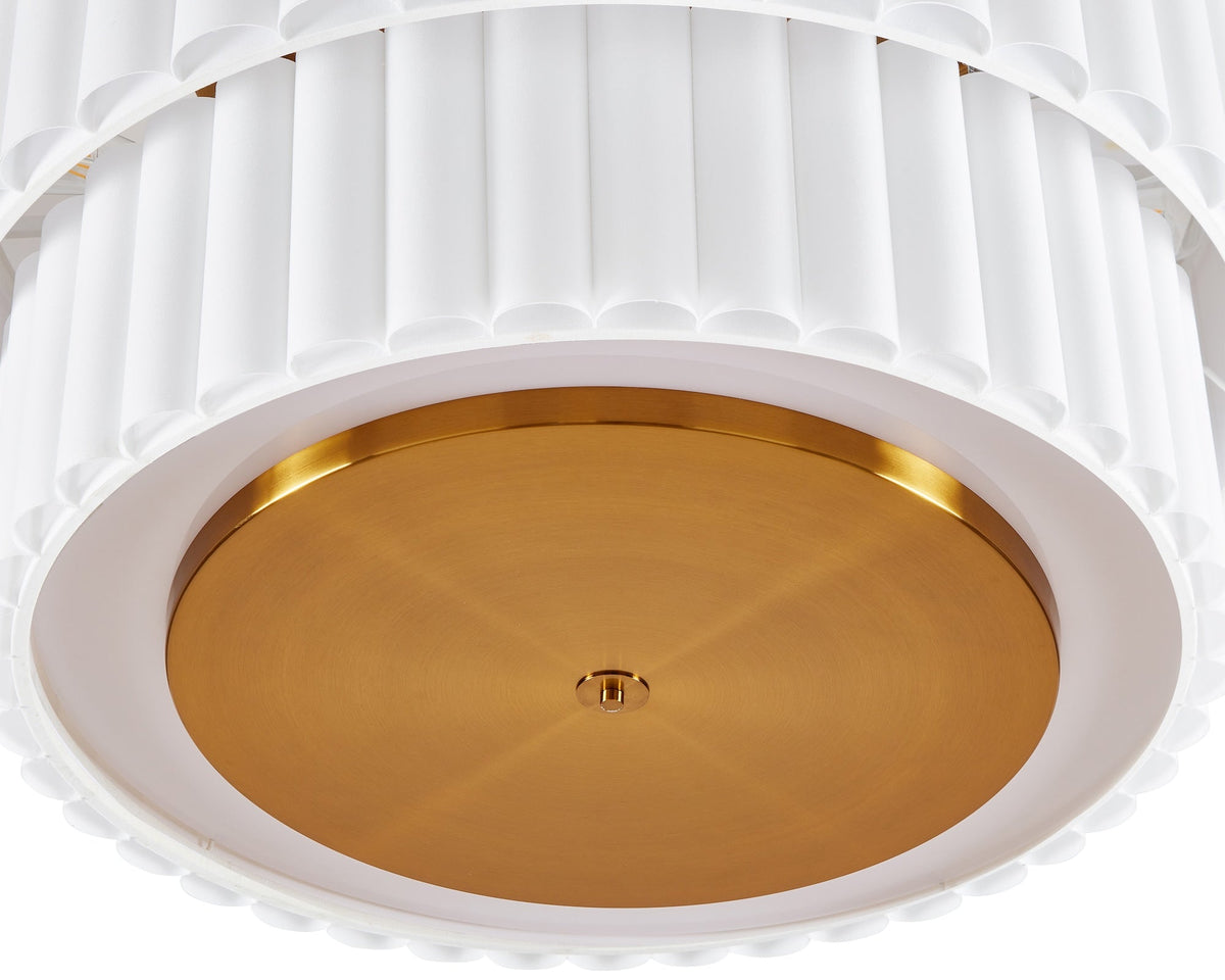 Liang & Eimil Ventus Ceiling Lamp - Brushed Antique Brass/Off White Linen Shade