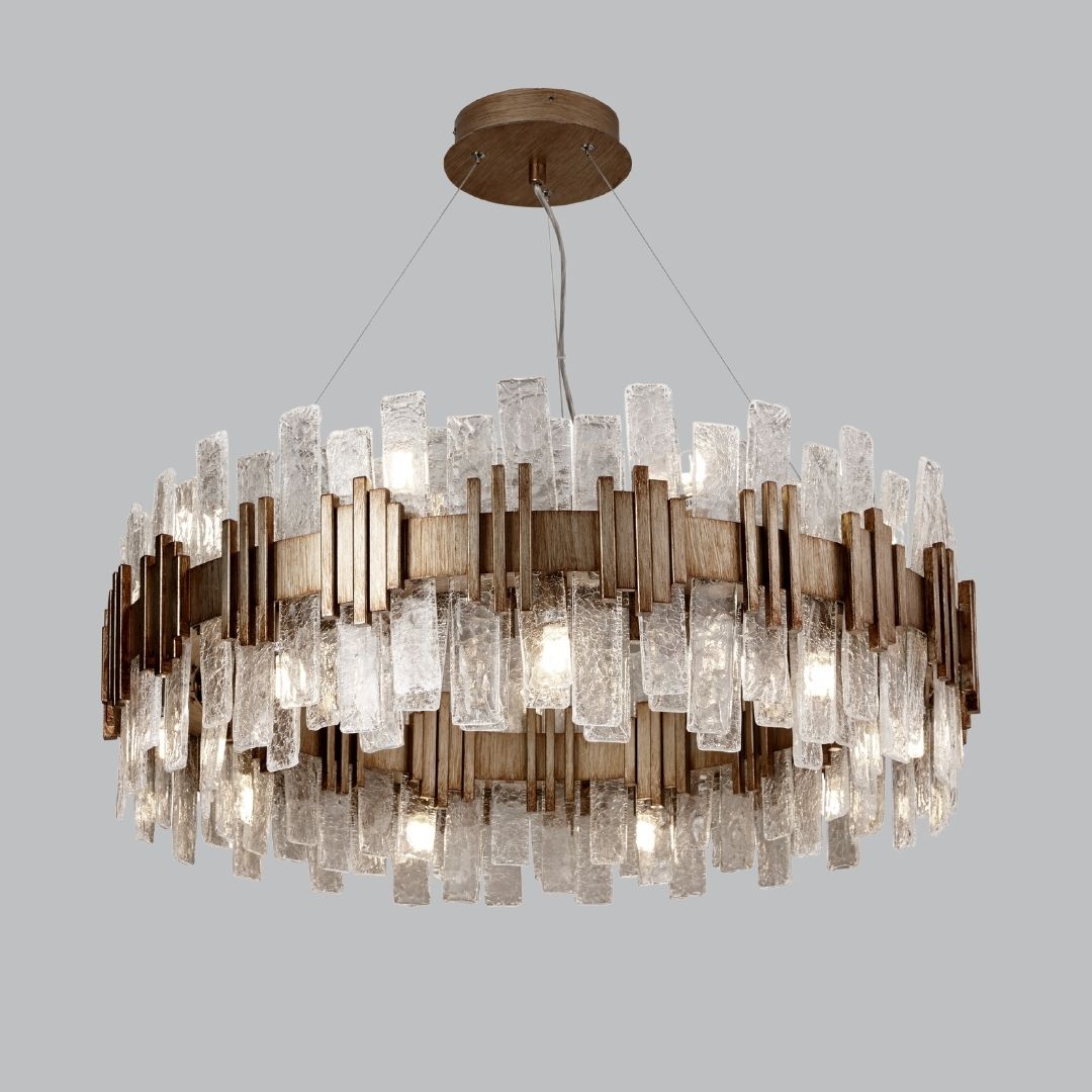 Halo Opulent Textured Glass Chandelier