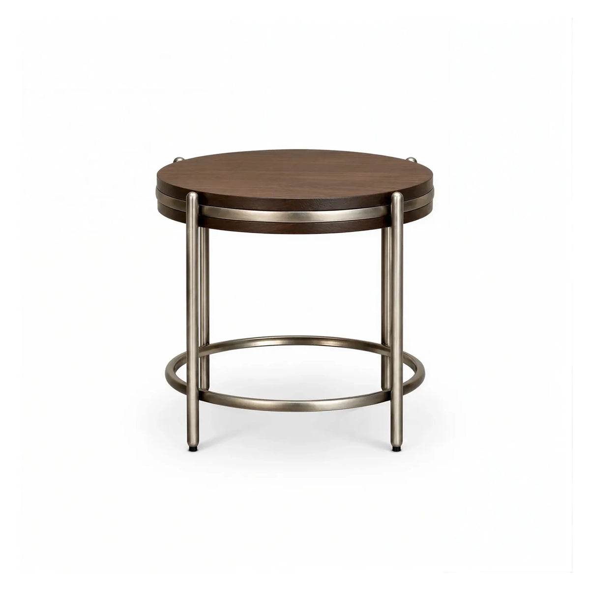 Walnut & Brushed Metal Side Table