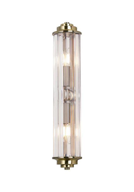 Soho IP44 crystal bathroom wall light in antique brass