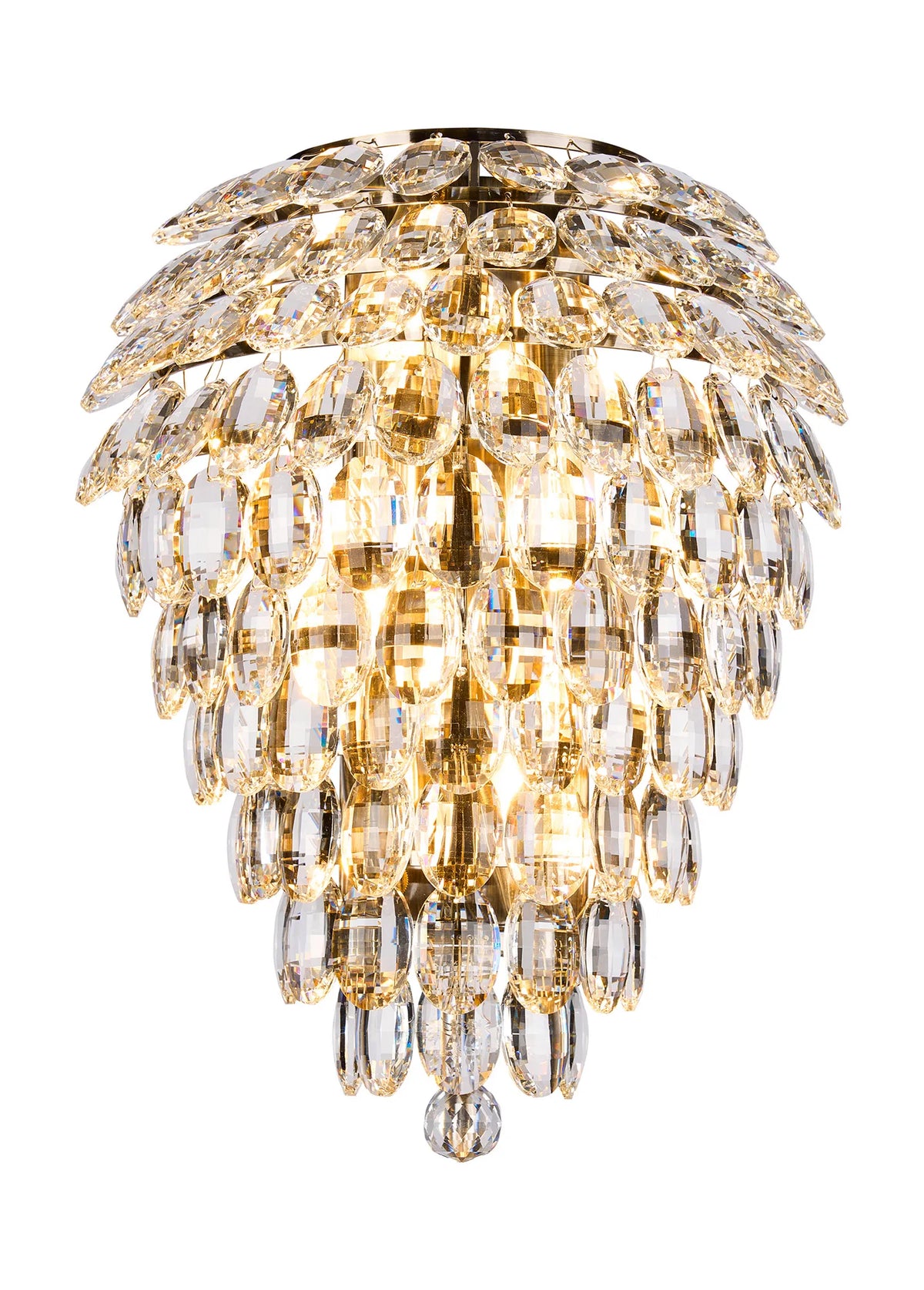 Orlune tall 6 light IP44 crystal wall light in antique brass