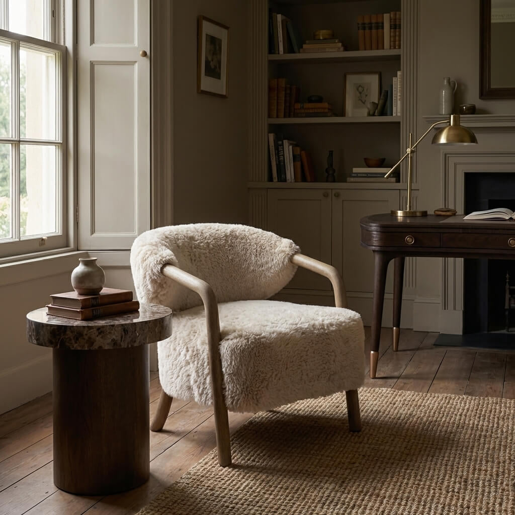 Trento Faux Sheepskin Accent Chair