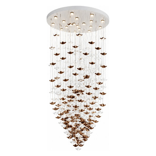 Falling Leaves Bespoke Chandelier in bronze and clear glass