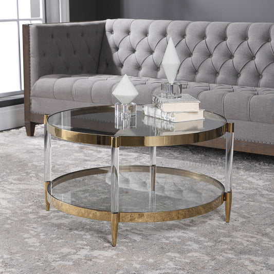Kensington Gold & Glass Round Coffee Table