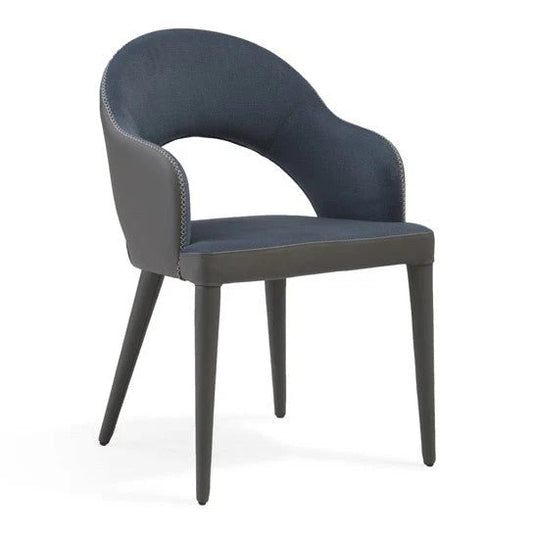 Jiva Dining Chair - Nappa Midnight Blue & Grey