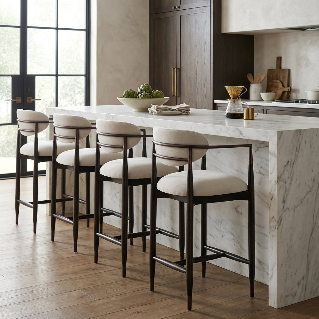 Burford Walnut & Bronze Counter Stool