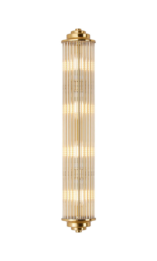 Holborn tall glass rod bathroom wall light in gold
