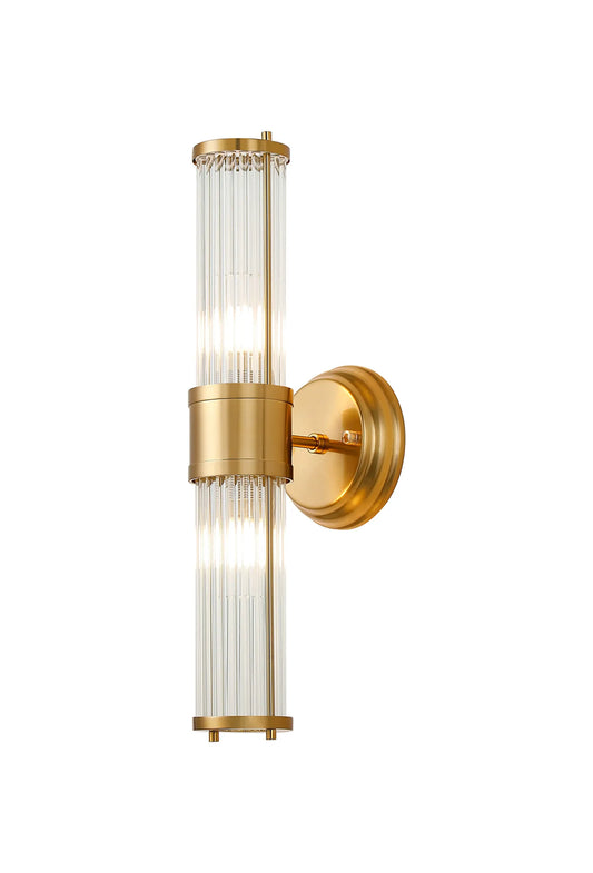 Holborn glass rod up and down bathroom wall light in gold
