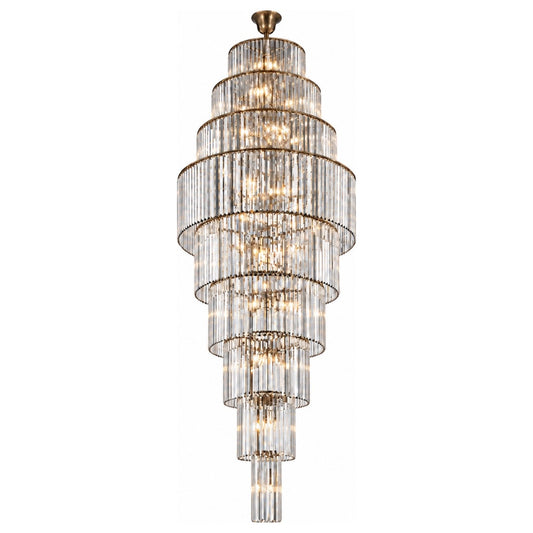 Luxury bespoke tiered crystal chandelier with antique brass frame
