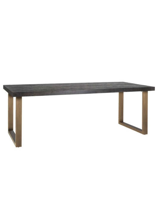 Black Herringbone Brass Dining Table 180