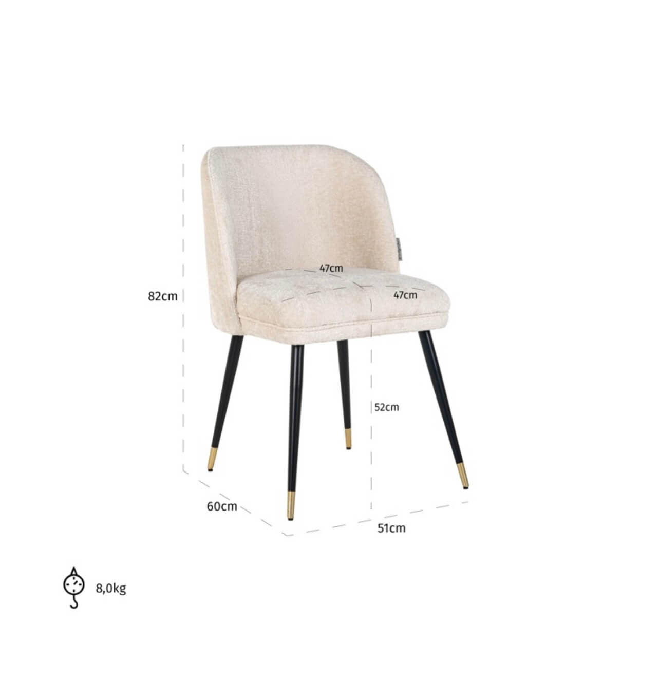 White Chenille Dining Chair