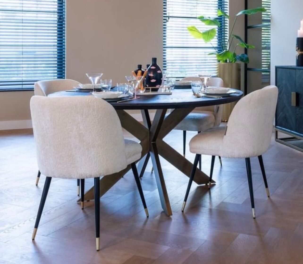 White Chenille Dining Chair
