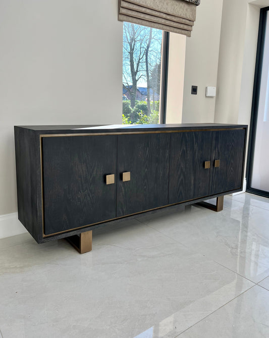 Black Rustic Brass Inlay Sideboard