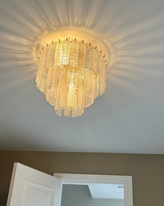 Bronze & Clear Glass Chandelier