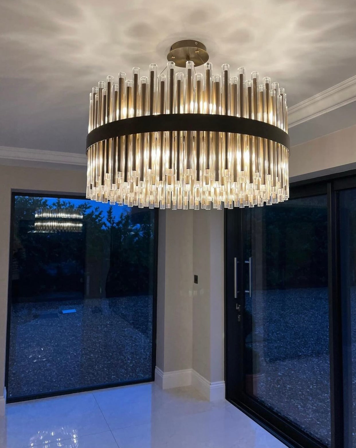 Luxury Large Antique Brass Glass Chandelier