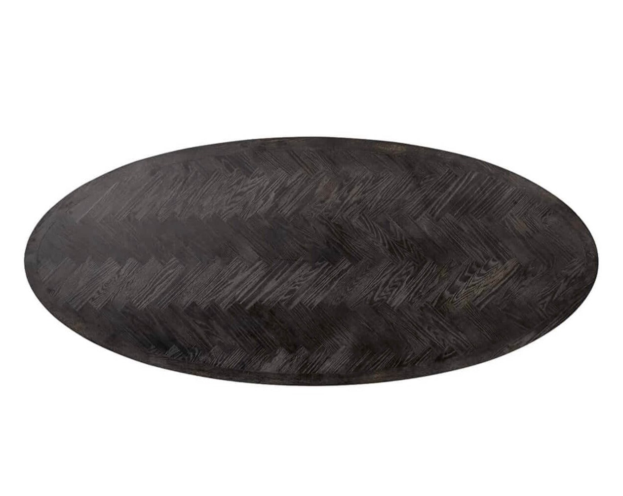 Oval Black Herringbone Brass Dining Table