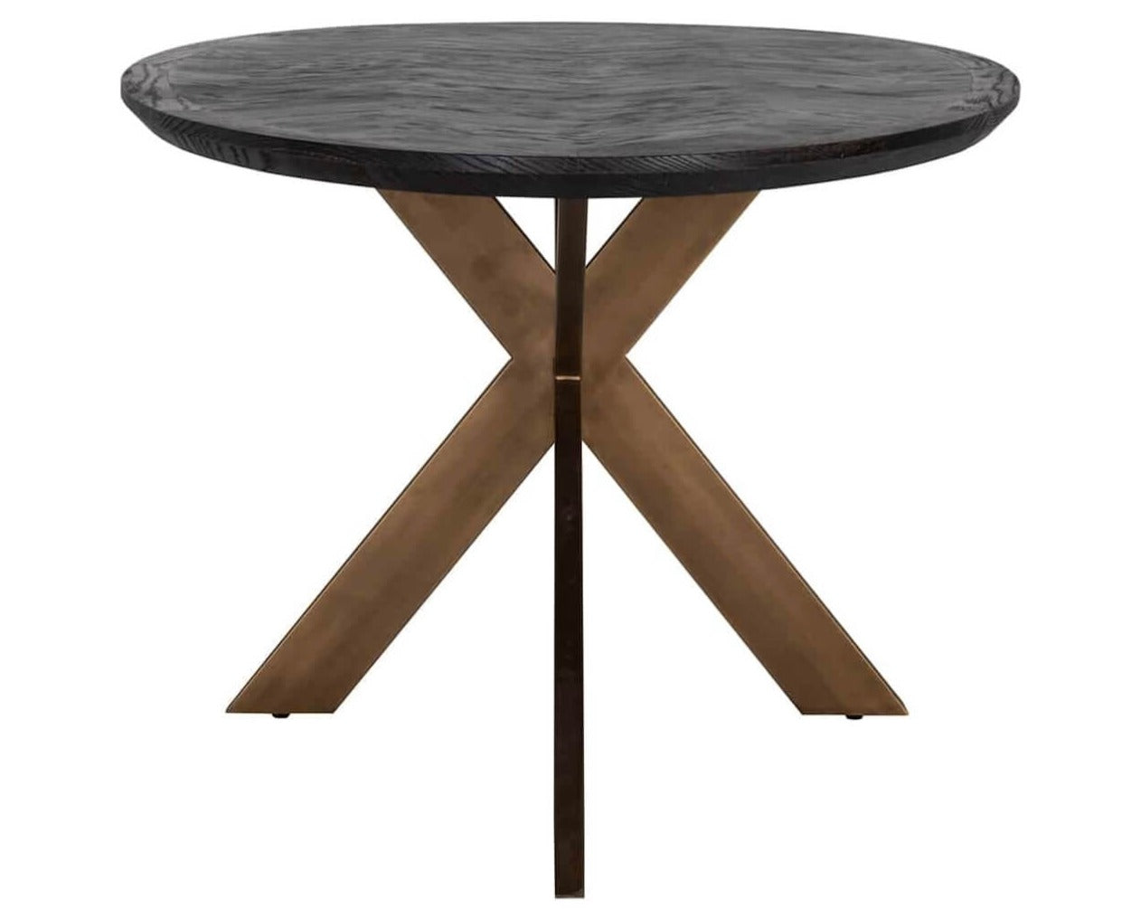 Oval Black Herringbone Brass Dining Table