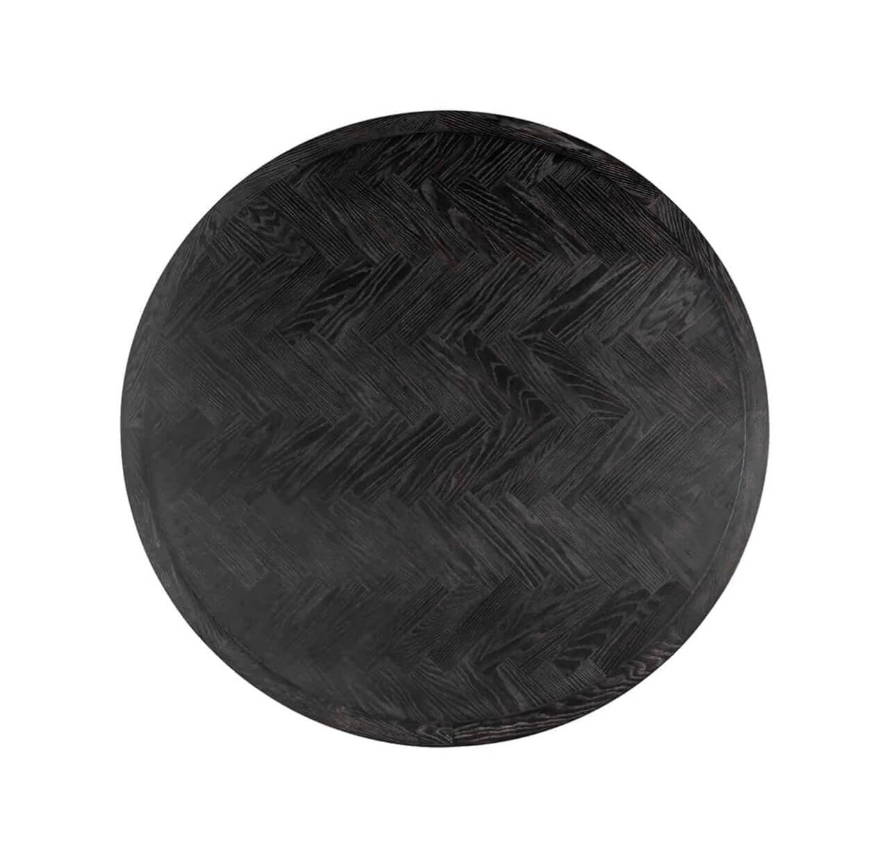 Round Black Herringbone Brass Dining Table