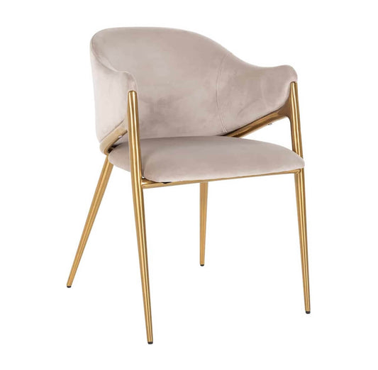 Luxury Brass & Mink Velvet Chair