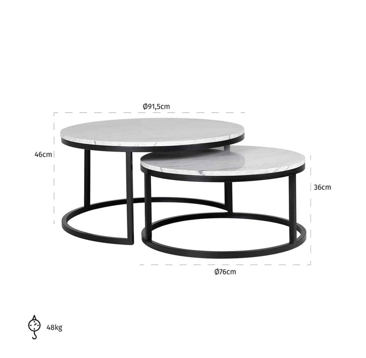 Carrara Marble Coffee table set of 2