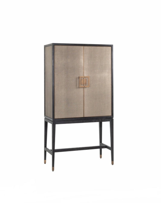 Textured Brass Trim Bar Cabinet