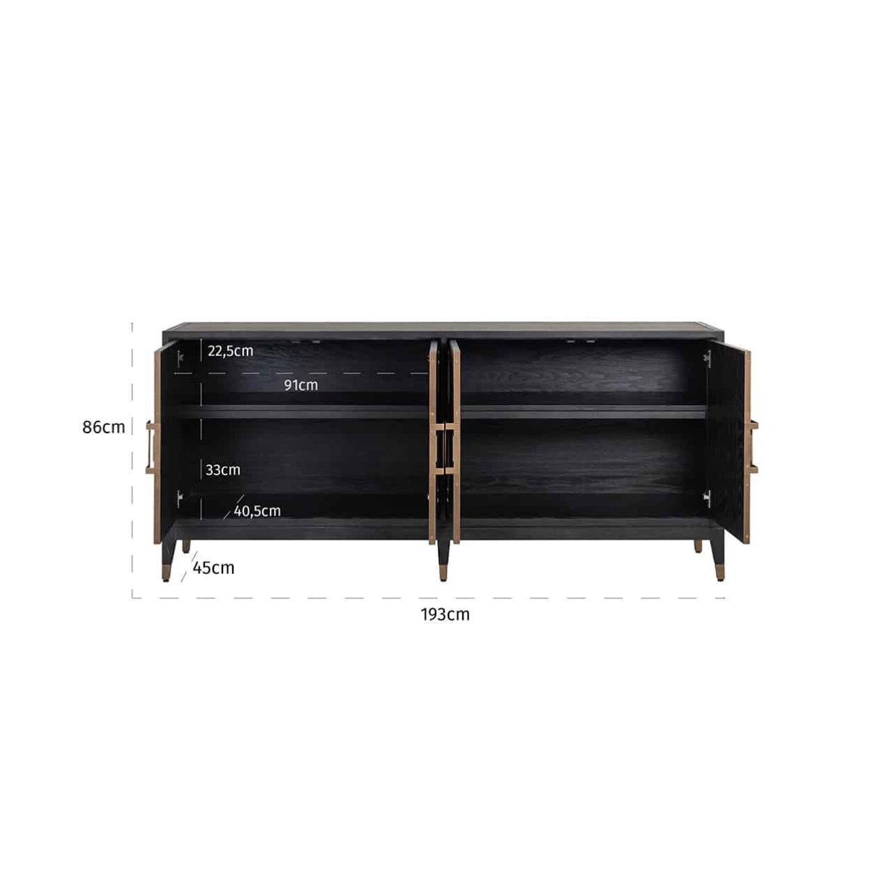 Textured Brass Trim Sideboard