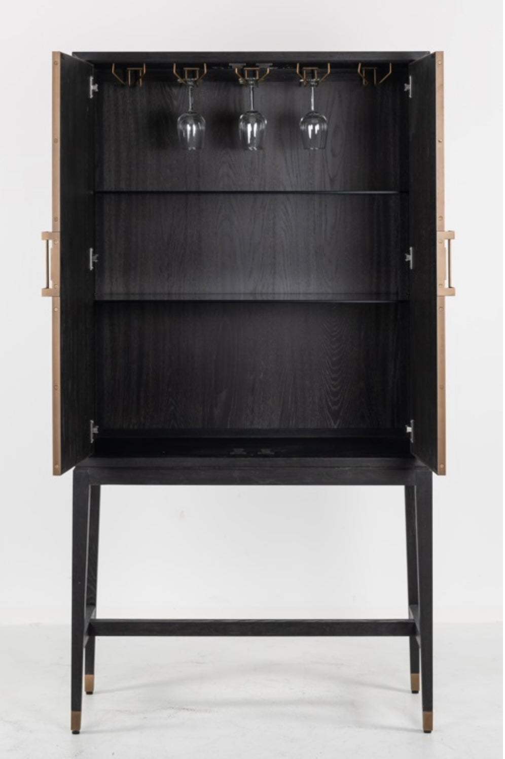 Textured Brass Trim Bar Cabinet