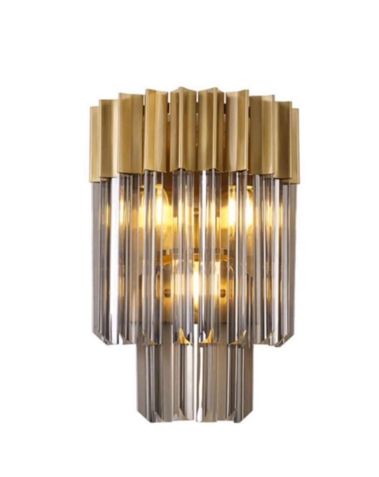 Chelsea Sculpted Glass Brass Smoke Wall Light